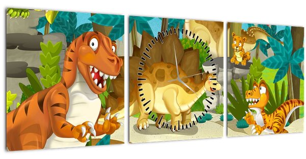 Tablou - Dinozaurii (cu ceas) (90x30 cm)