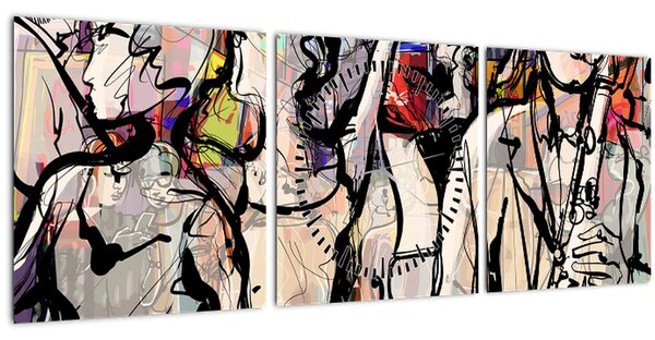 Tablou - Seara de jazz (cu ceas) (90x30 cm)