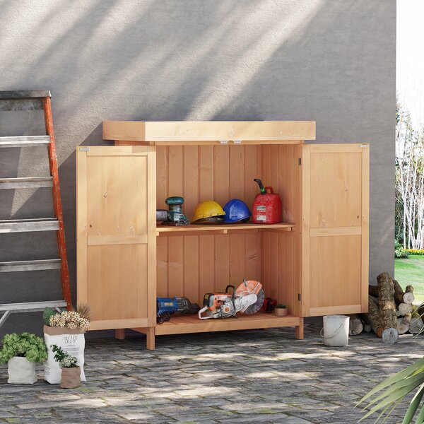 Outsunny Dulap de Grădină pentru Depozitare Unelte, Magazie Exterior cu 2 Rafturi, 74x43x88 cm, Gri | Aosom Romania