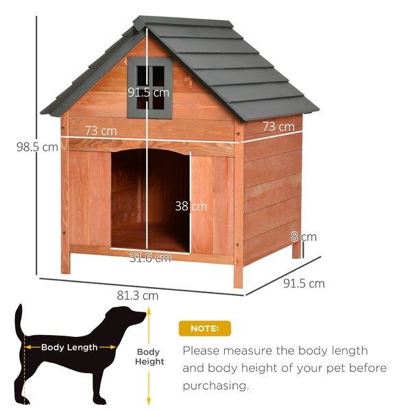 PawHut Cușcă Înălțată din Lemn pentru Câini până la 30kg, Design Ergonomic, 81.3x91.5x98.5 cm | Aosom Romania