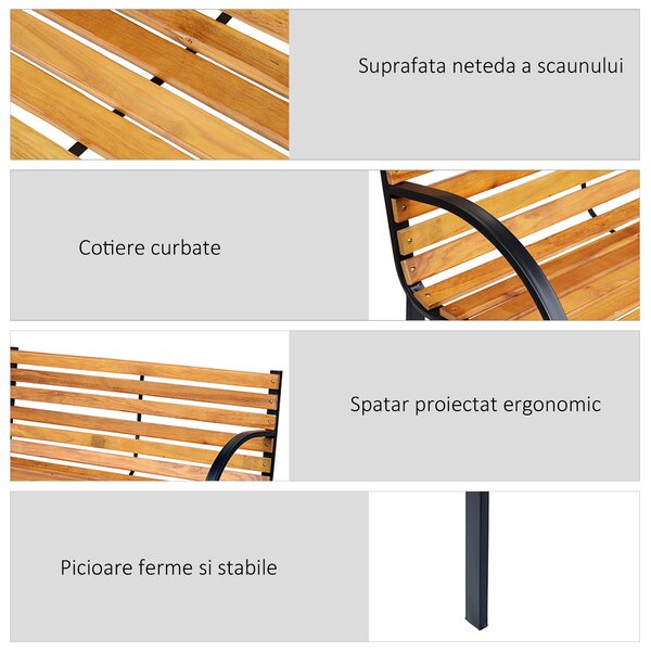 Outsunny Banca de Gradina sau Terasa cu 2 locuri, in Otel 122L x 60L x 80Hcm | Aosom Romania