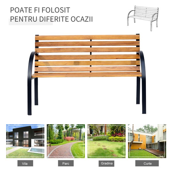 Outsunny Banca de Gradina sau Terasa cu 2 locuri, in Otel 122L x 60L x 80Hcm | Aosom Romania