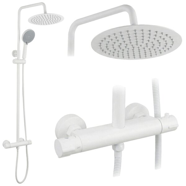 Set de duș fără pipă cu termostat Rea Lungo White