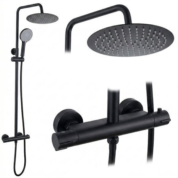 Set de duș fără pipă cu termostat Rea Lungo Black