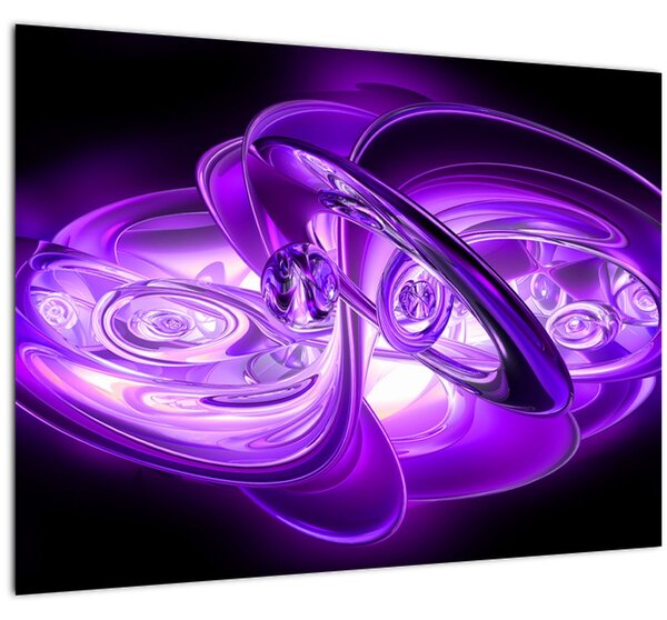 Tablou pe sticlă fractalilor în violet (70x50 cm)