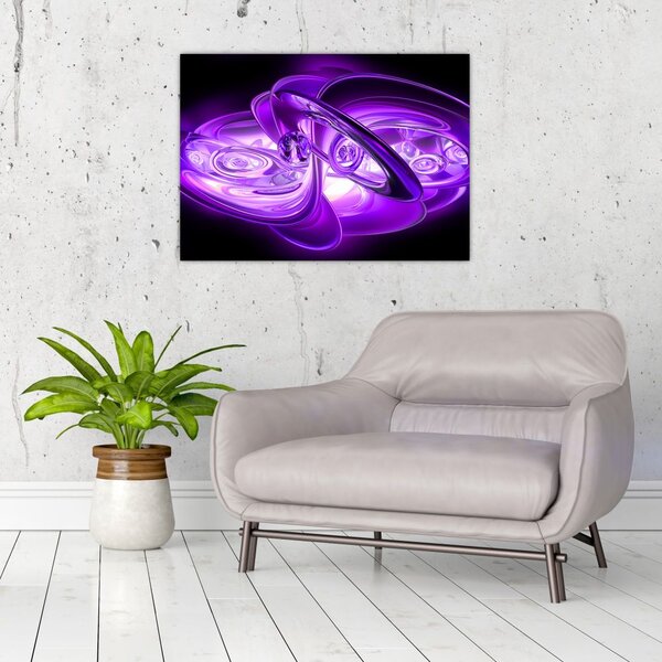 Tablou pe sticlă fractalilor în violet (70x50 cm)