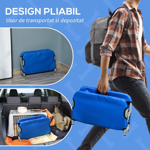 PawHut Saltele Pliabile Oxford pentru Câini, Confort Exterior/Interior, Albastru, 59x46x15cm | Aosom Romania