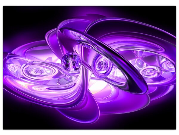 Tablou pe sticlă fractalilor în violet (70x50 cm)