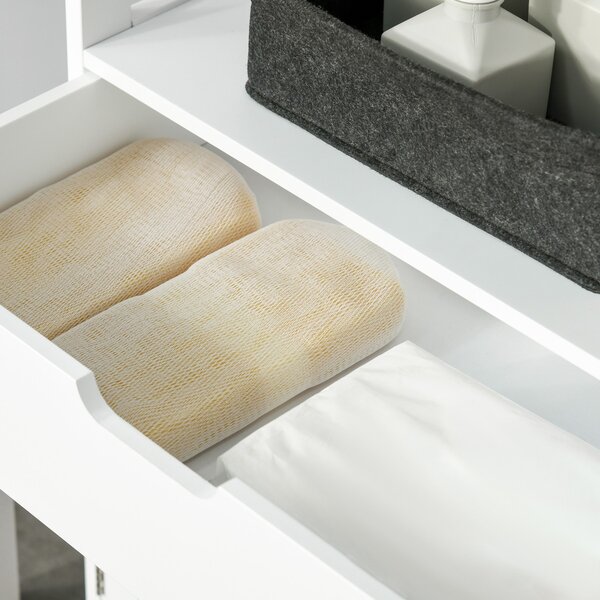Dulap multifunctional Kleankin cu rafturi, MDF, 60x30x122.5 cm, Alb | Aosom Romania