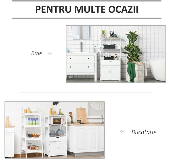 Dulap multifunctional Kleankin cu rafturi, MDF, 60x30x122.5 cm, Alb | Aosom Romania