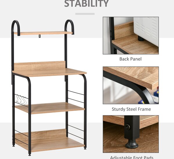 HOMCOM Dulap cu Rafturi pentru Bucătărie, Etajeră Spațioasă 60x40x125 cm, Design Modern, Soluție Depozitare Eficientă | Aosom Romania