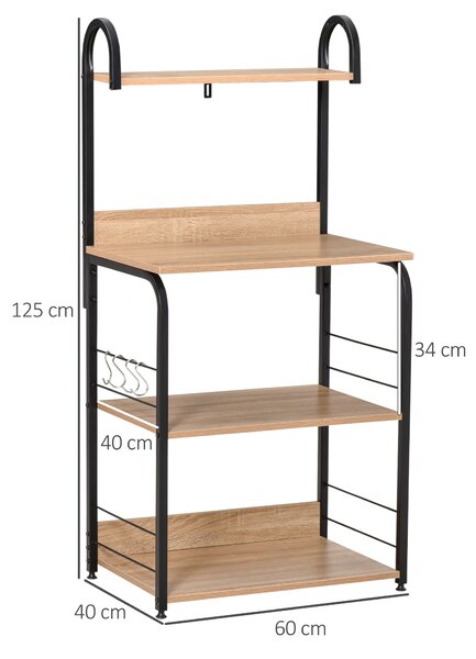 HOMCOM Dulap cu Rafturi pentru Bucătărie, Etajeră Spațioasă 60x40x125 cm, Design Modern, Soluție Depozitare Eficientă | Aosom Romania