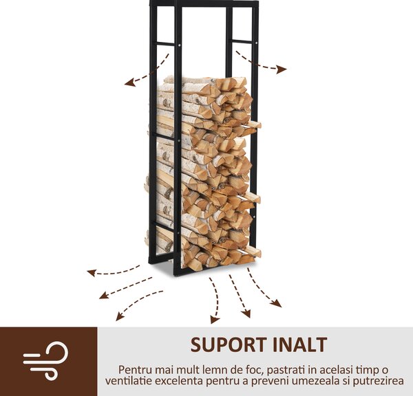 HOMCOM raft stocare lemne, vertical, de interior, 40x25x150cm | Aosom Romania