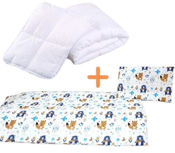 Set lenjerie de pat Vulpe și Ursuleț albastru pentru copii