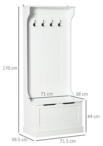 HOMCOM cuier haine, dulap inclus, 71,5x39,5x170cm, alb | AOSOM RO