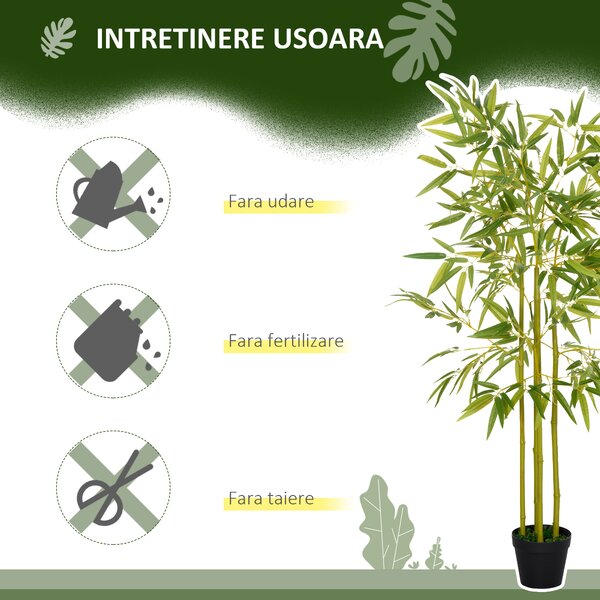 Bambus Artificial in Ghiveci Outsunny, Verde, Inaltime 120cm, Verde | Aosom Romania