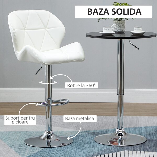 HOMCOM Set 2 Scaune de Bar Pivotante, Design Contemporan, Albe, Elegante și Confortabile | Aosom Romania