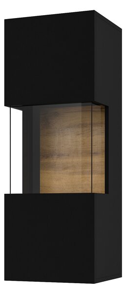 Vitrină de perete Avernic Typ 07 (onyx negru + Stejar wotan). Promo -22%. 1042062