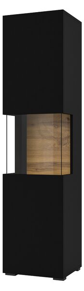 Vitrină Avernic Typ 05 (onyx negru + Stejar wotan). Promo -16%. 1042061