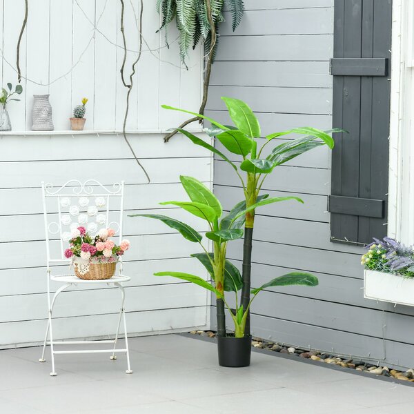 HOMCOM Bananier Planta in Ghiveci Bananier Artificial, Planta Artificiala de Interior si Exterior, 150 cm | Aosom Romania