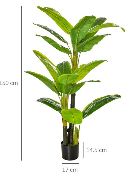 HOMCOM Bananier Planta in Ghiveci Bananier Artificial, Planta Artificiala de Interior si Exterior, 150 cm | Aosom Romania