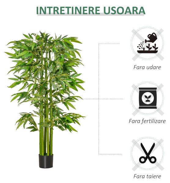 Planta artificiala de bambus, cu ghiveci, 160cm, verde HOMCOM | Aosom Romania