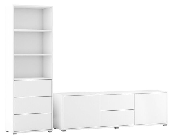 Set de living Comfivo Tutela IV, Alb, PAL laminat, 78 kg