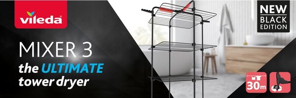 Uscător de rufe negru 30 m Mixer 3 – Vileda