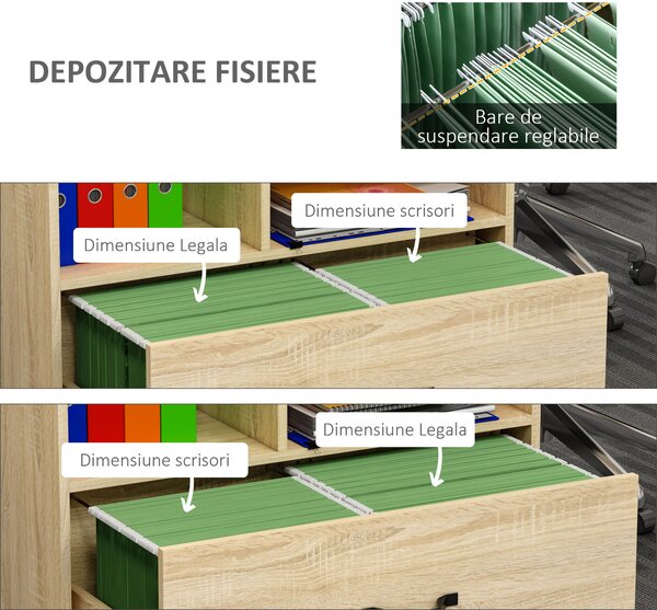 Vinsetto Mobilier Birou din Lemn cu Suport pentru Imprimantă, Design Elegant și Modern, Ideal pentru Birou Acasă | Aosom Romania