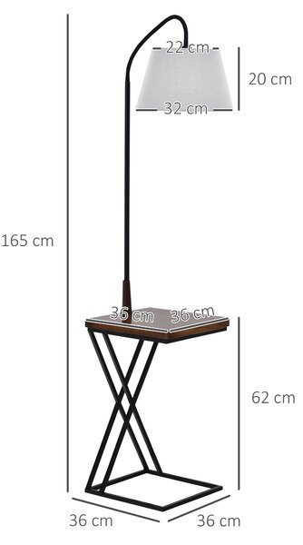 HOMCOM Lampă de Podea Modernă cu Înăcarcător Wireless, Abajur Reglabil și Etajeră Suplimentară, 36x36x165 cm, Negru | Aosom Romania