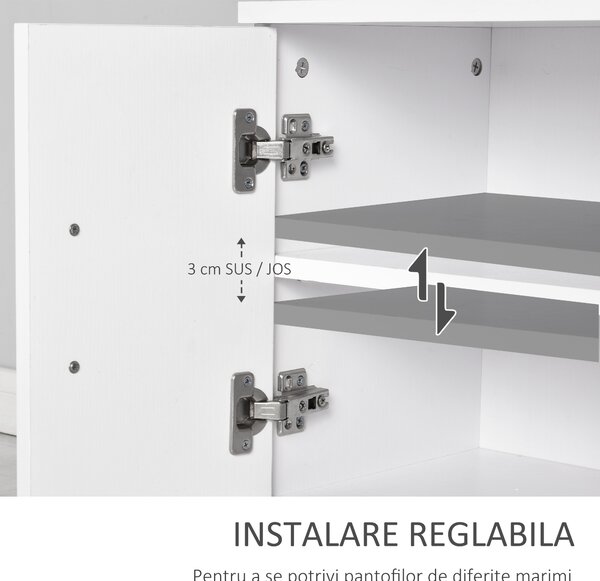 HOMCOM Mobilier de Hol cu Cuier din Lemn, Spațiu de Depozitare și Design Elegant, 100x32x187cm, Alb | Aosom Romania