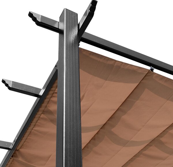 Outsunny Foisor Pergola de Gradina 3X4m Prelata Culisanta in Poliester Impermeabil si Schelet in Aluminiu | Aosom Romania