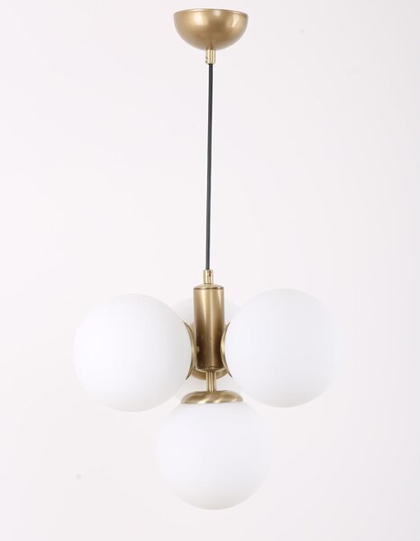 Lustră alb-auriu cu abajur din sticlă ø 15 cm Hector – Squid Lighting