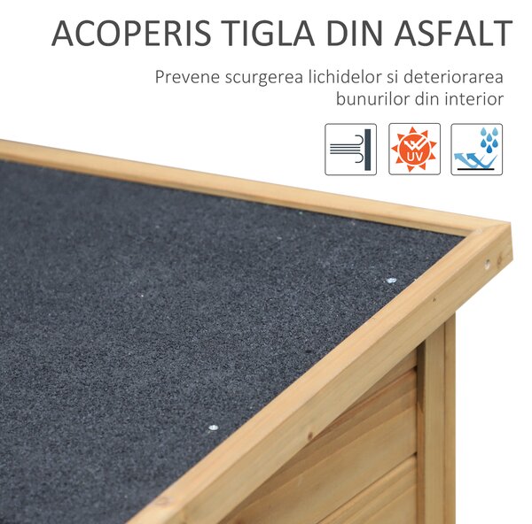 Outsunny Magazie de gradina, casuta din lemn de brad, sopron pentru unelte cu acoperis din bitum impermeabil | Aosom Romania