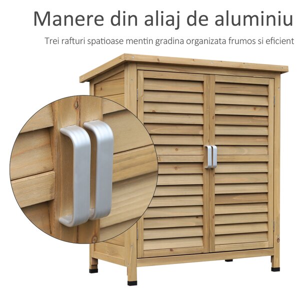 Outsunny Magazie de gradina, casuta din lemn de brad, sopron pentru unelte cu acoperis din bitum impermeabil | Aosom Romania
