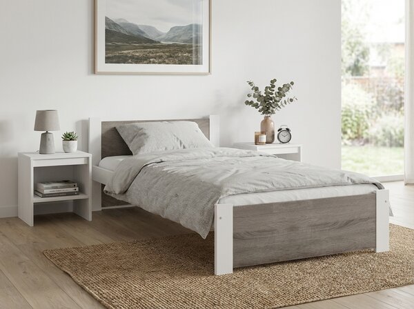 Pat IKAROS 80 x 200 cm, alb/stejar tartufo Saltele: Fara saltea, Somiera pat: Fara somiera