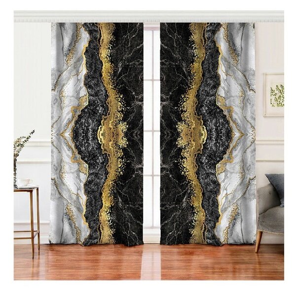 Draperii negre-aurii 2 buc. 140x260 cm – Mila Home