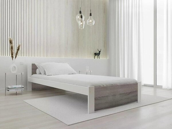 Pat IKAROS 80 x 200 cm, alb/stejar tartufo Saltele: Fara saltea, Somiera pat: Fara somiera
