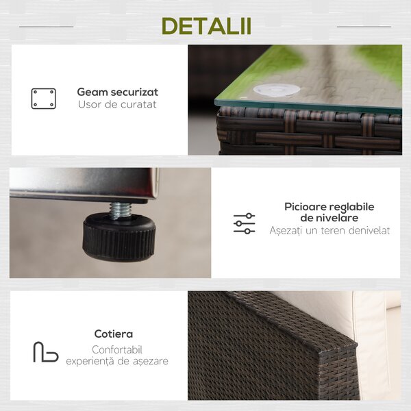 Outsunny Set Mobilier pentru Grădină 8 Piese, Canapea, Masă de Exterior, Perne Detașabile și Lavabile, Design Elegant | Aosom Romania
