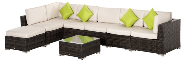 Outsunny Set Mobilier pentru Grădină 8 Piese, Canapea, Masă de Exterior, Perne Detașabile și Lavabile, Design Elegant | Aosom Romania