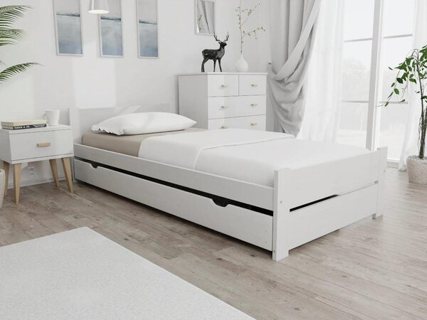 Pat IKAROS DOUBLE 80 x 200 cm, albă Saltele: Fara saltea, Somiera pat: Fara somiera