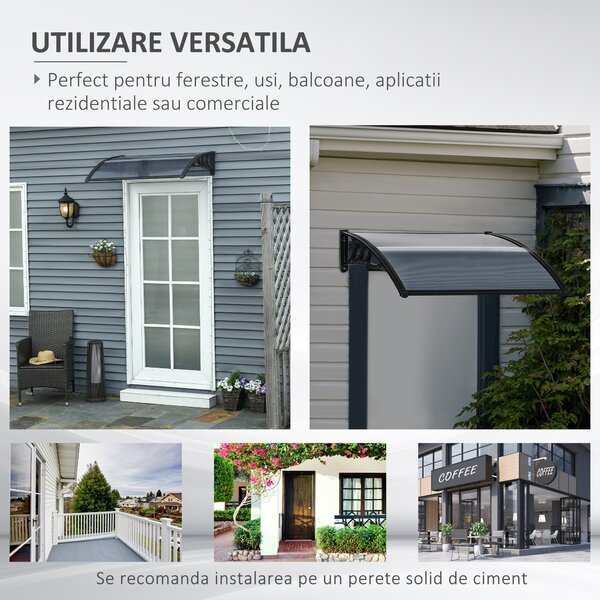Outsunny copertina policarbonat anti-UV, 100x80 cm, negru | Aosom Romania