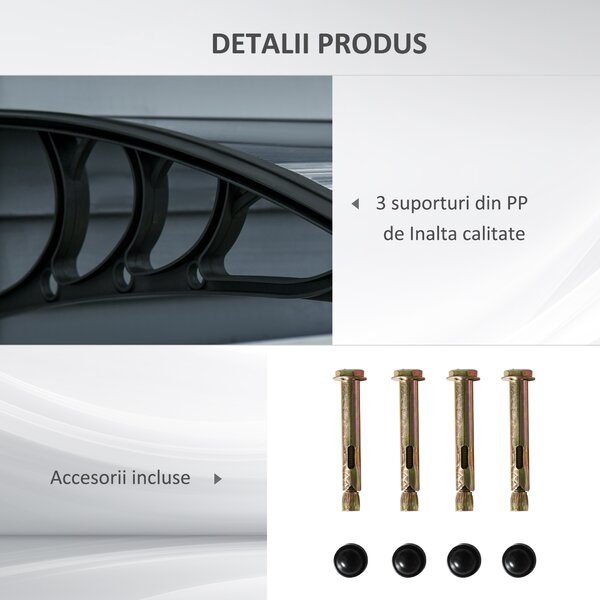 Outsunny copertina policarbonat anti-UV, 100x80 cm, negru | Aosom Romania