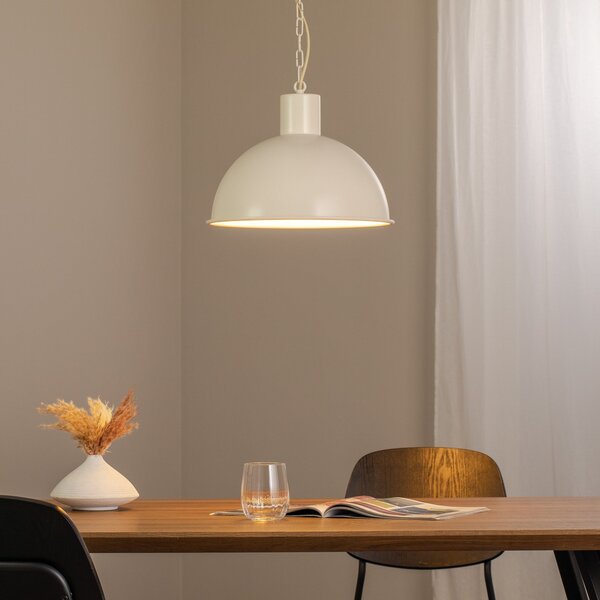 Argon Lampă suspendată Emoti, bej, 1 bec, Ø 38 cm, reglabil, Bej, Camera de zi / sufragerie, Metal, Design industrial