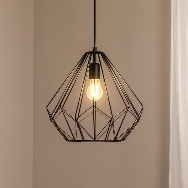 Opviq Lampă suspendată Diamond, negru, metal, Ø 37 cm, E27, reglabil, Negru, Camera de zi / sufragerie, Metal, Modern