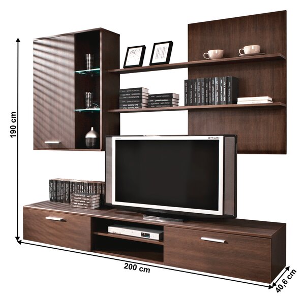 KONDELA Mobilier de perete living, wenge, QUATRO
