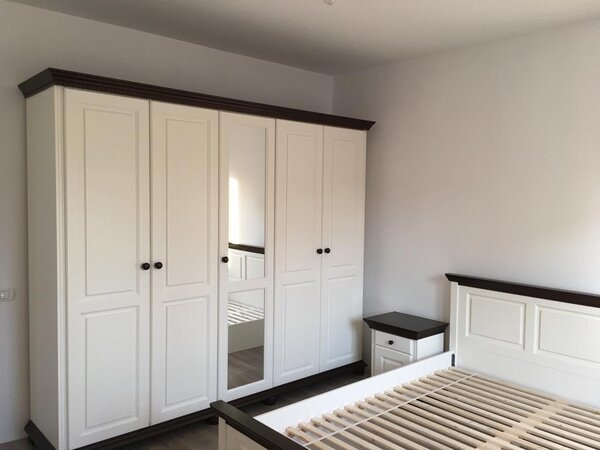 Dormitor Luxus lemn masiv Alb/Nuc, montaj gratuit