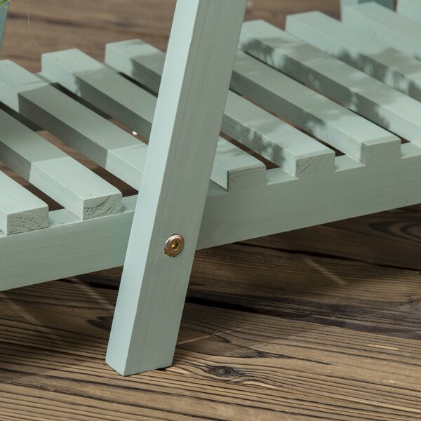 Outsunny Suport Plante Lemn de Brad 3 Nivele Verde Deschis pentru Interior Exterior 76x26x76cm | Aosom Romania