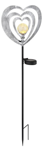Globo 36580 - Lampă solară LED, 0,06 W/3 V, IP44, inimă argintie