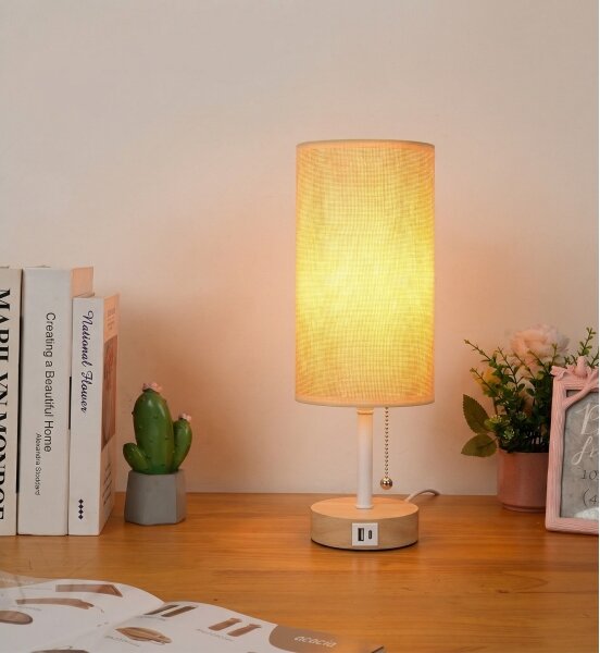 Brilagi - Lampă de birou TABLON cu port USB, 1xE27/25W/230V, alb/bej